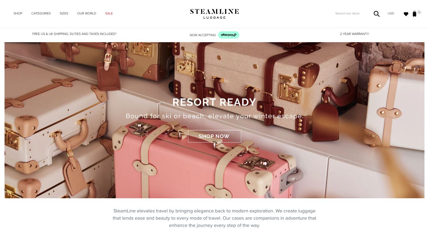 Steamline Luggage Website