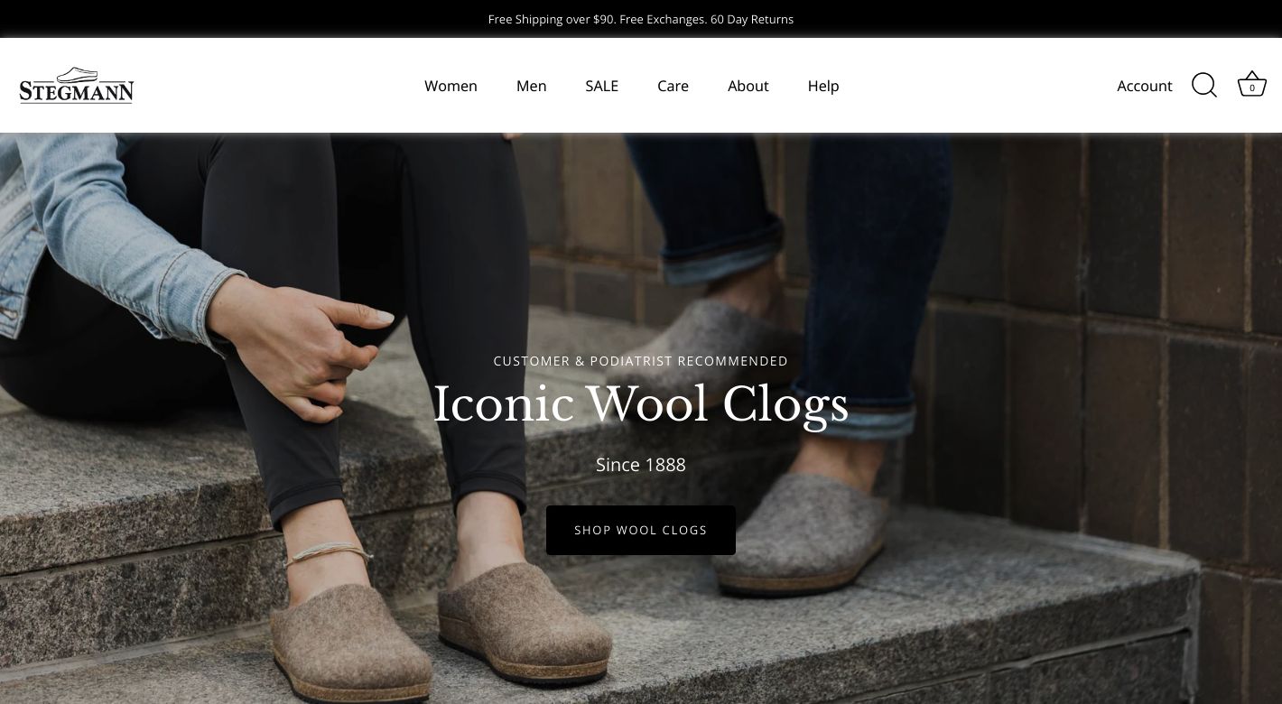 Stegmann Clogs Website