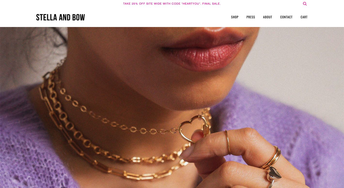 Stella and Bow Jewelry Website