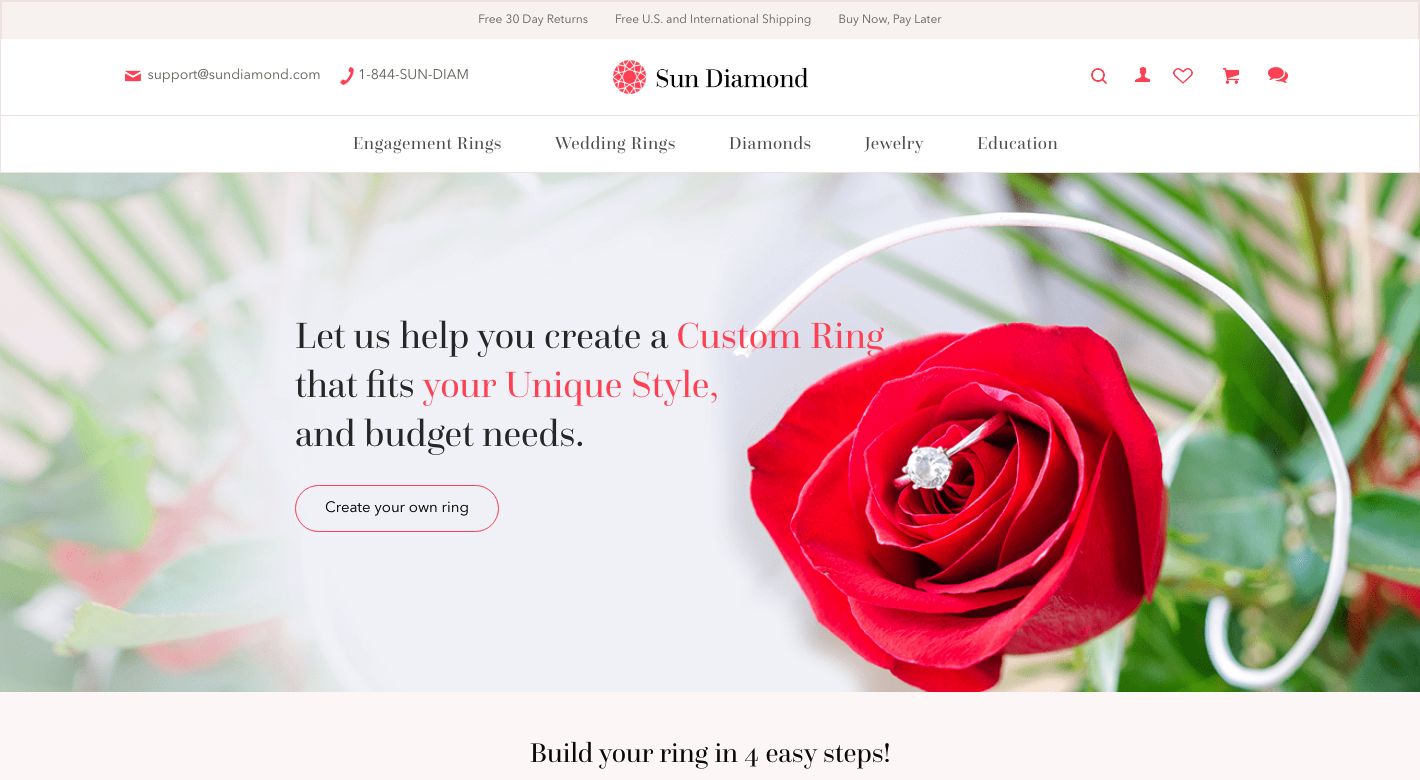 Sun Diamond Jewelry Website