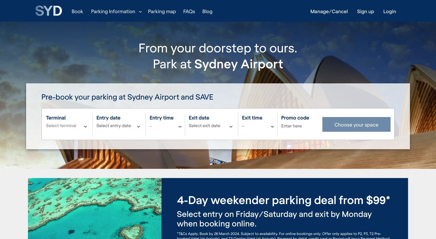 Sydney Airport Parking Website