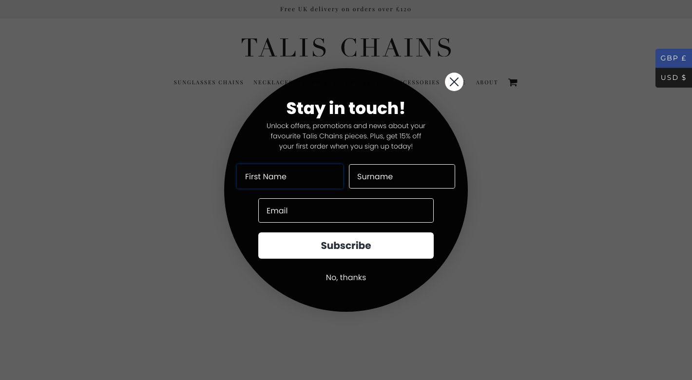 Talis Chains Website