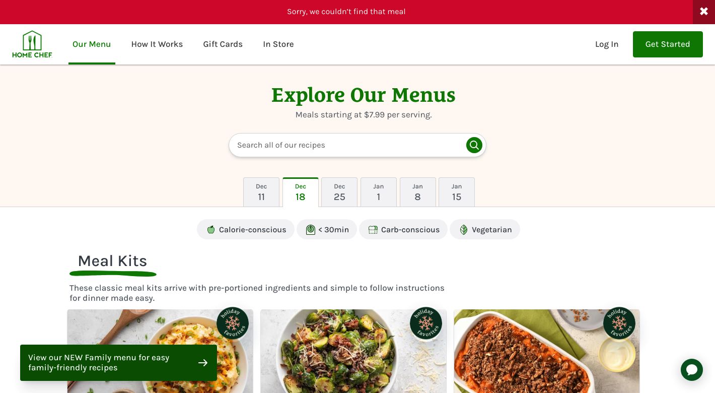 Tempo by Home Chef Website