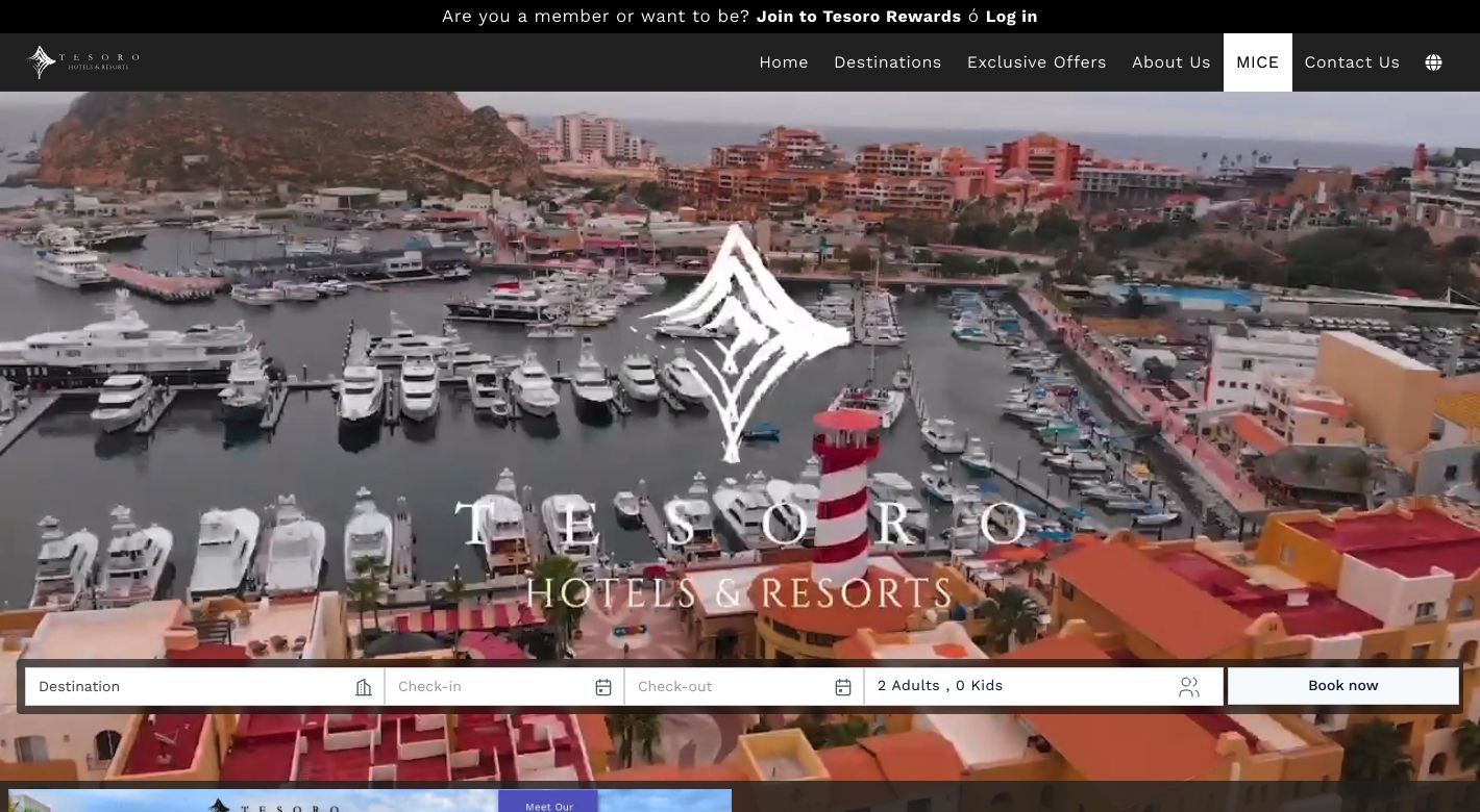 Tesoro Resorts Website