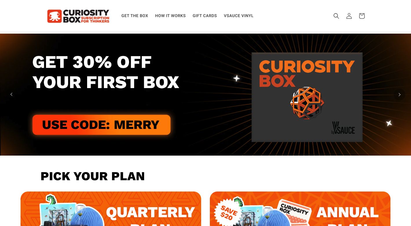 The Curiosity Box Website