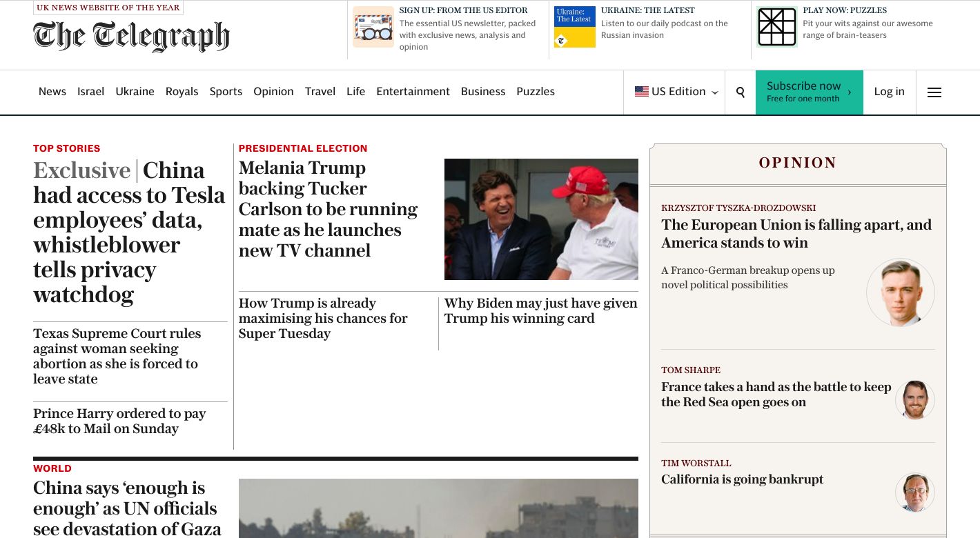 The Telegraph Website