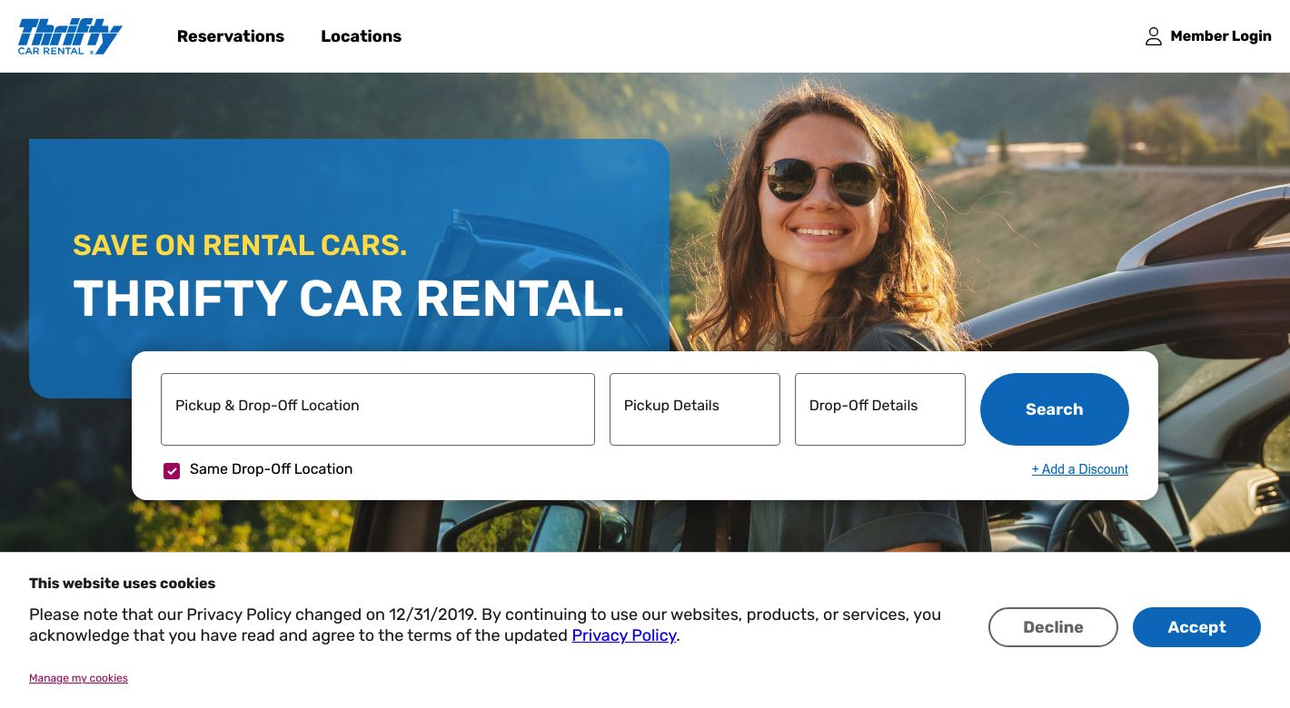 Thrifty Rent-A-Car Website