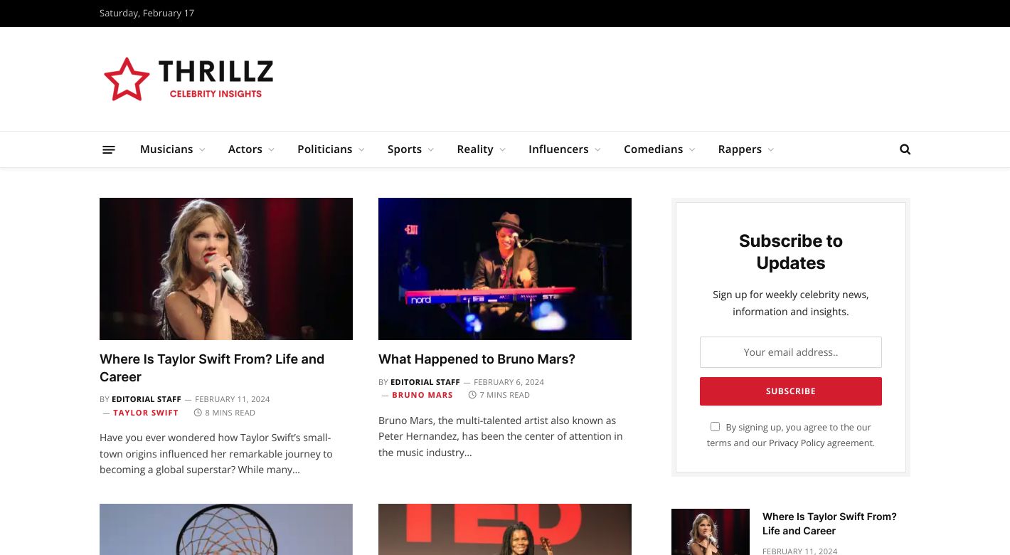 Thrillz Website