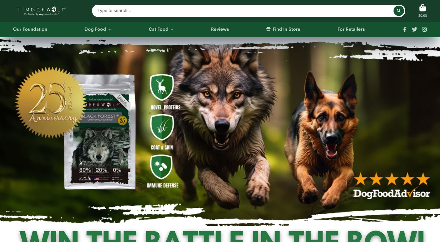 Timberwolf Pet Food Website