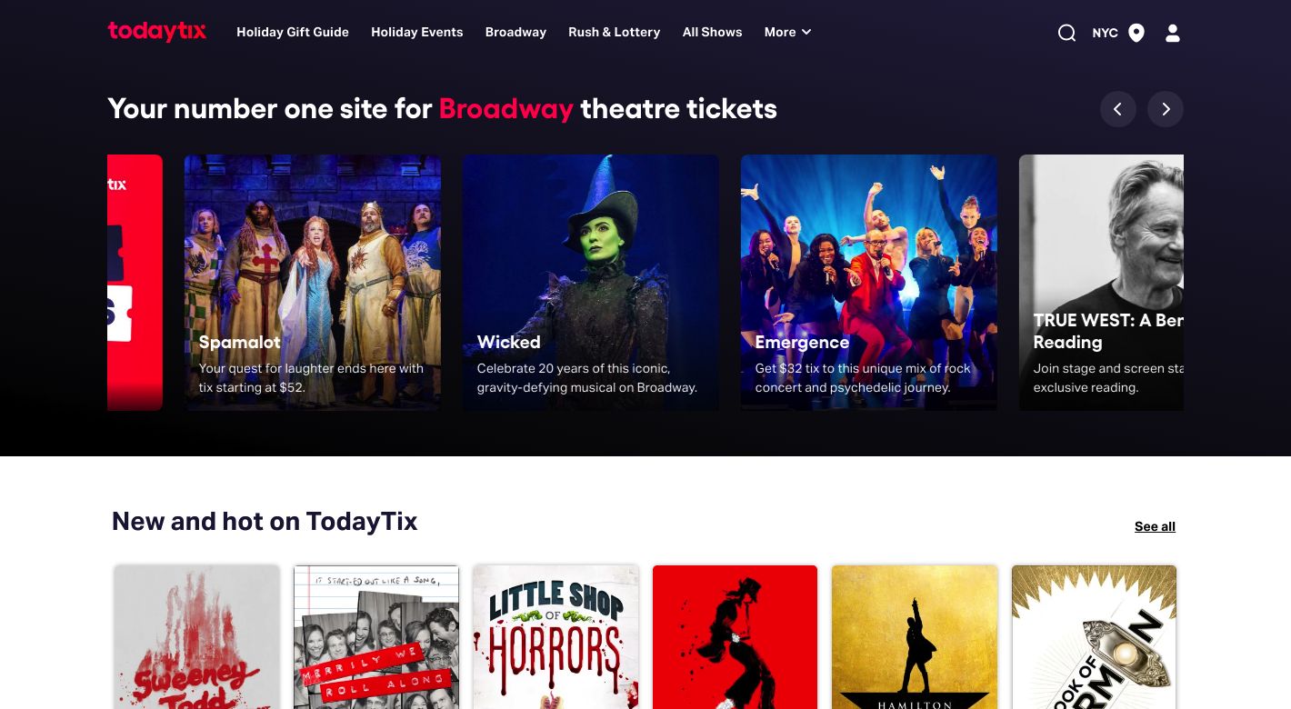 TodayTix Website