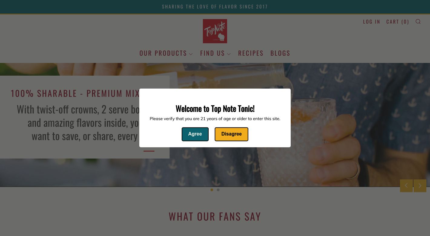 Top Note Tonics Website