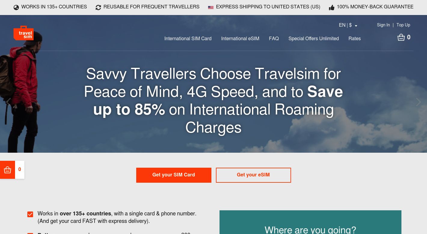 TravelSim Website