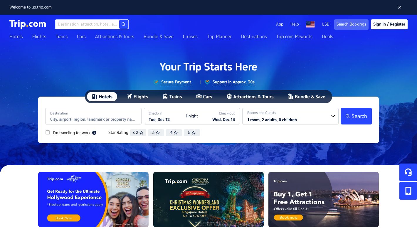 Trip.com Website