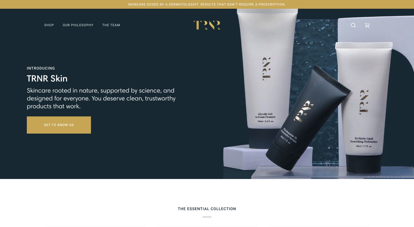 TRNR Skin Website
