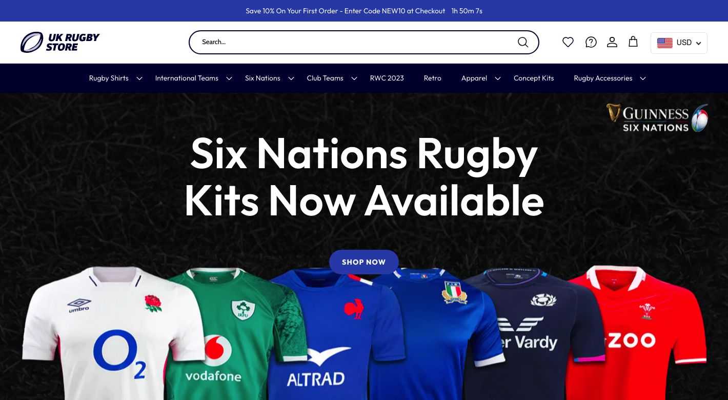 UK Rugby Store Website