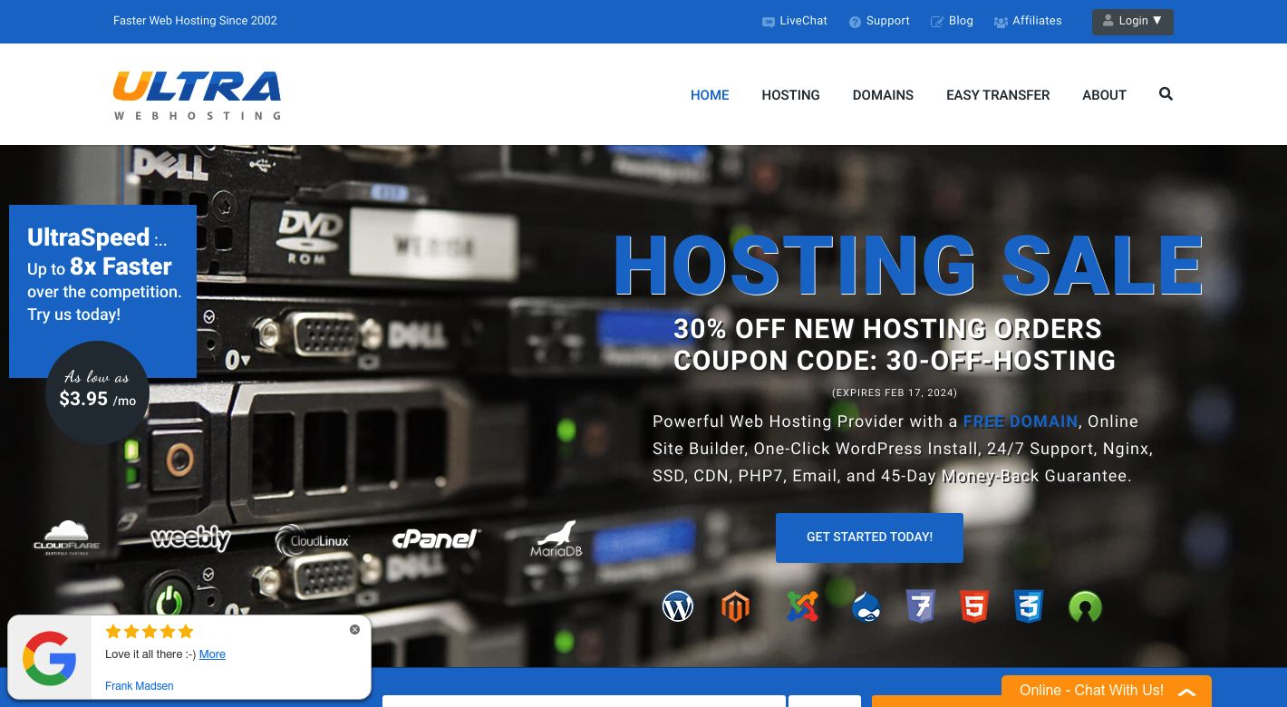 Ultra Web Hosting Website