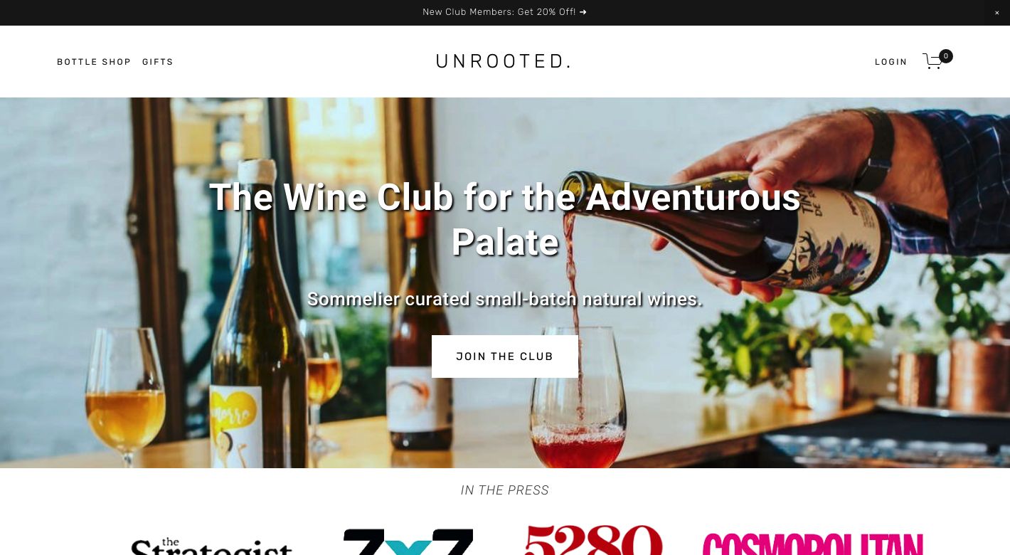 Unrooted Wines Website
