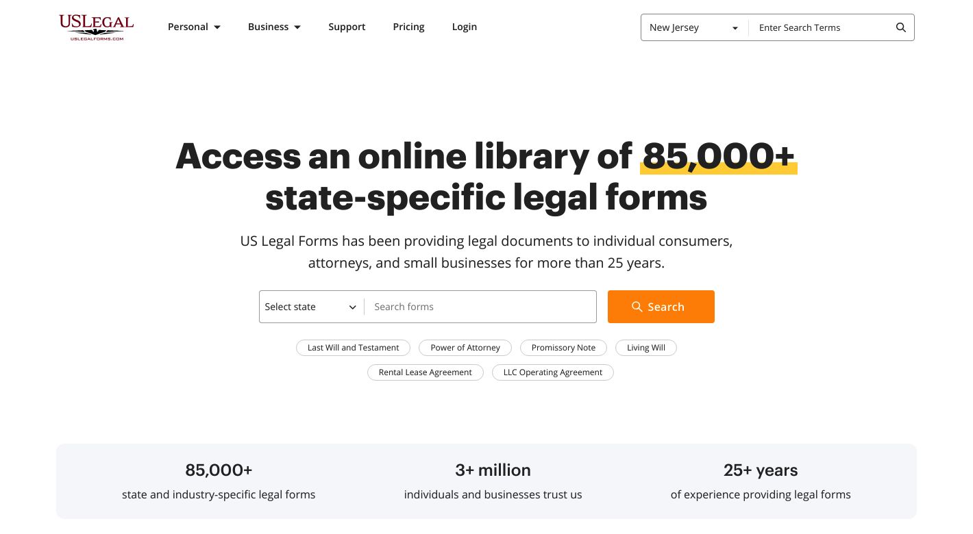 USLegalForms Website