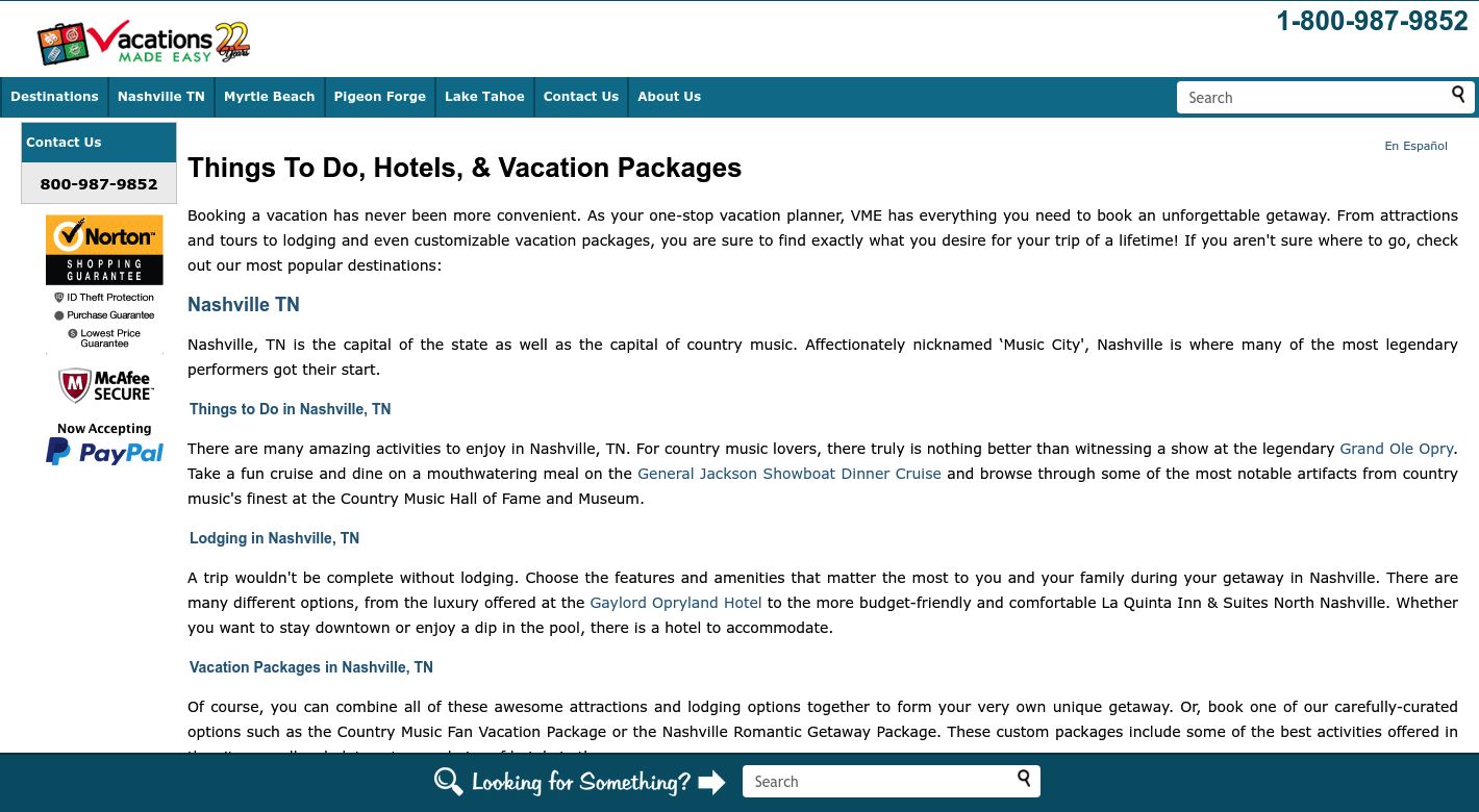 Vacations Made Easy Website