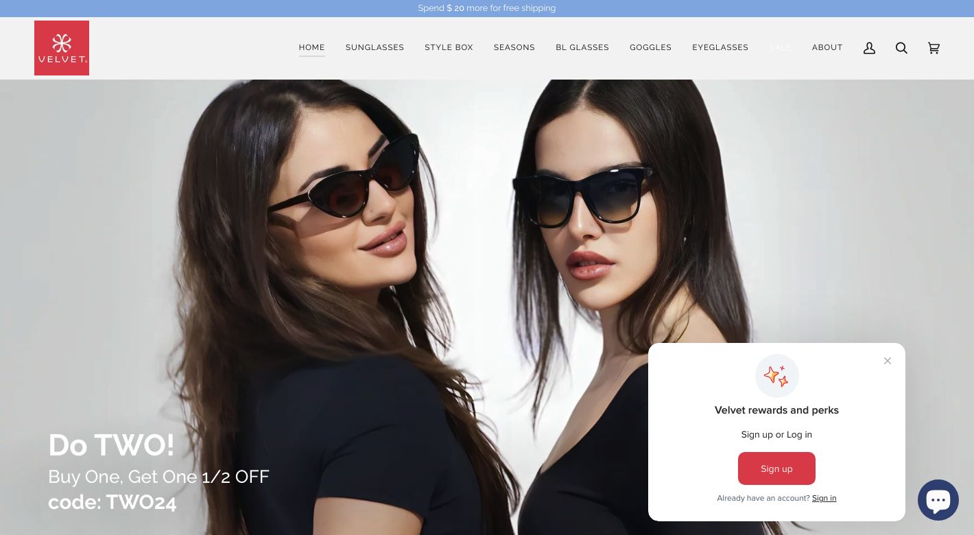 Velvet Eyewear Website