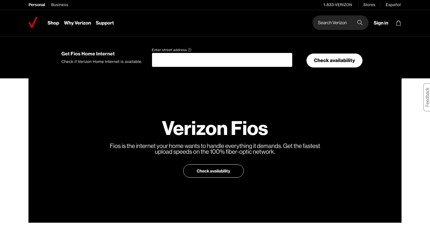 Verizon Fios Website