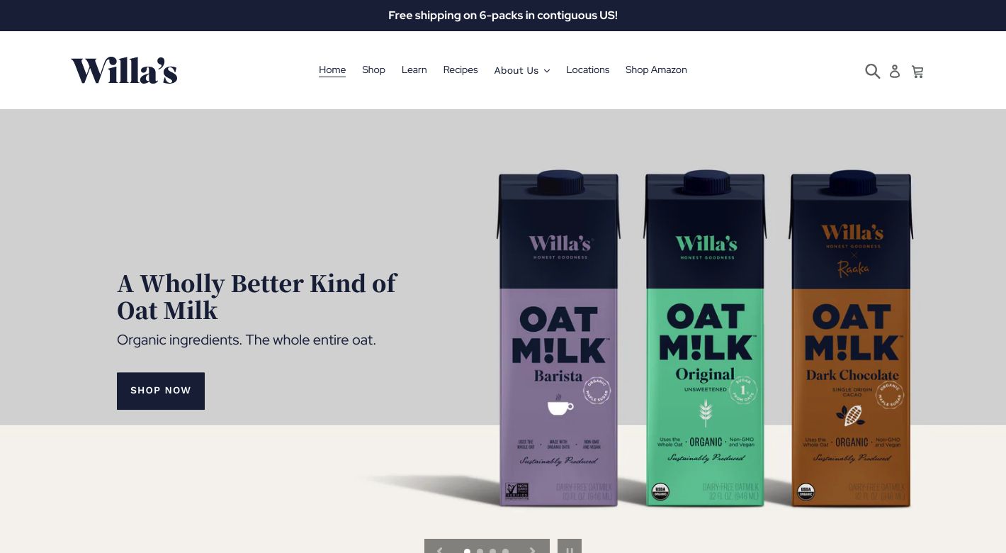 Willa's Oat Milk Website