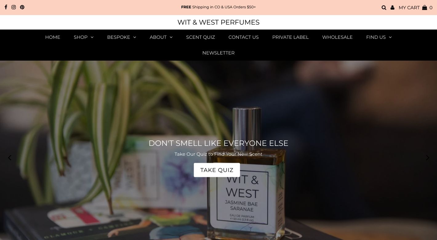 Wit & West Perfumes Website