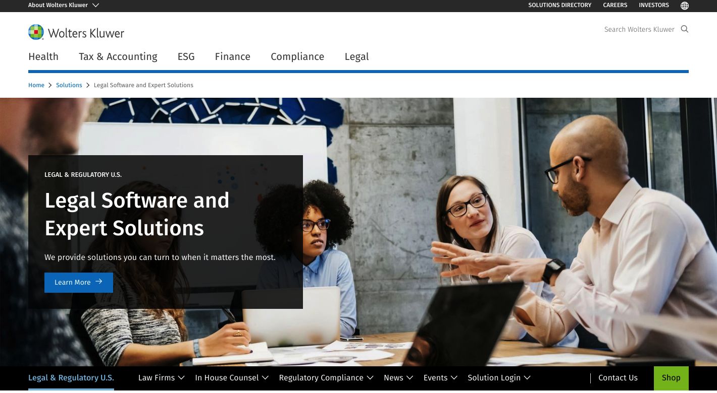Wolters Kluwer Law & Business Website