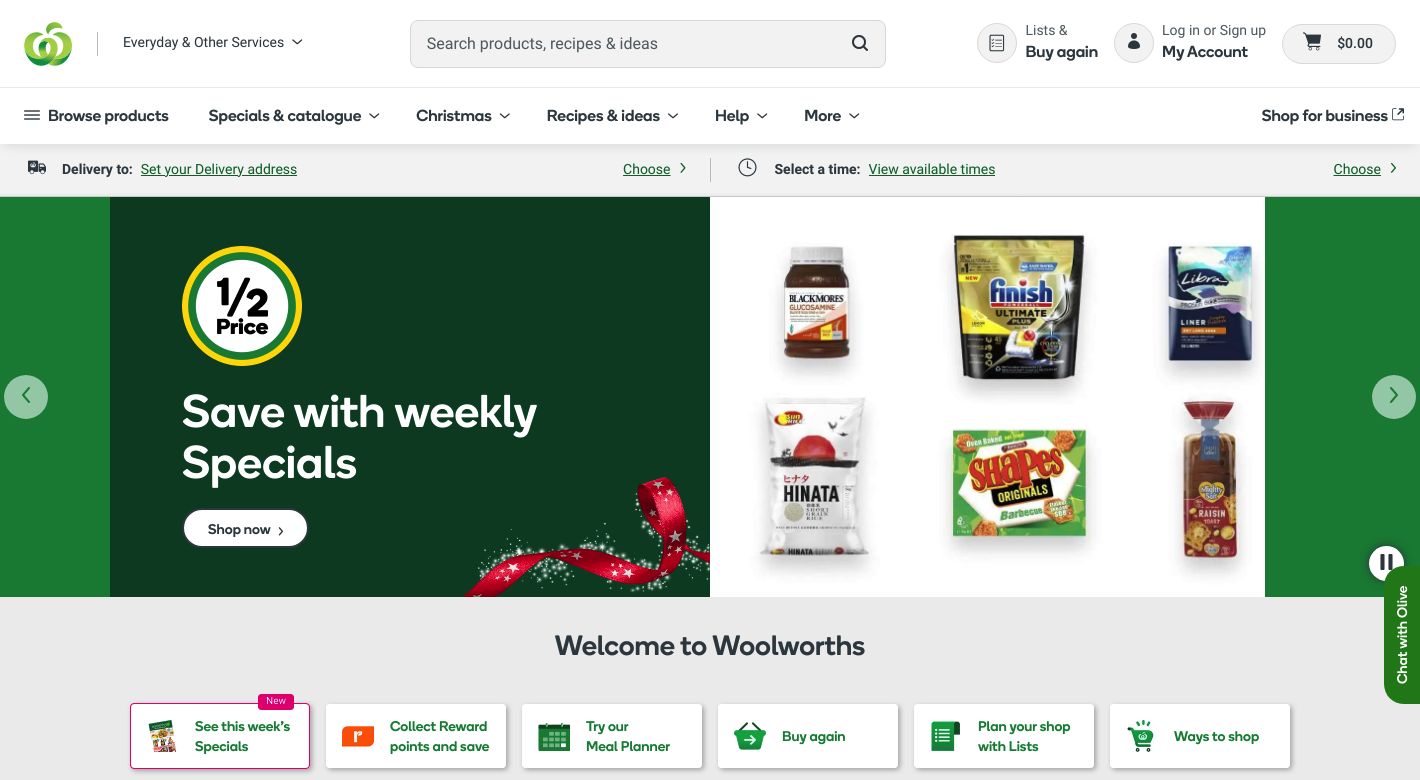 Woolworths Supermarkets Website