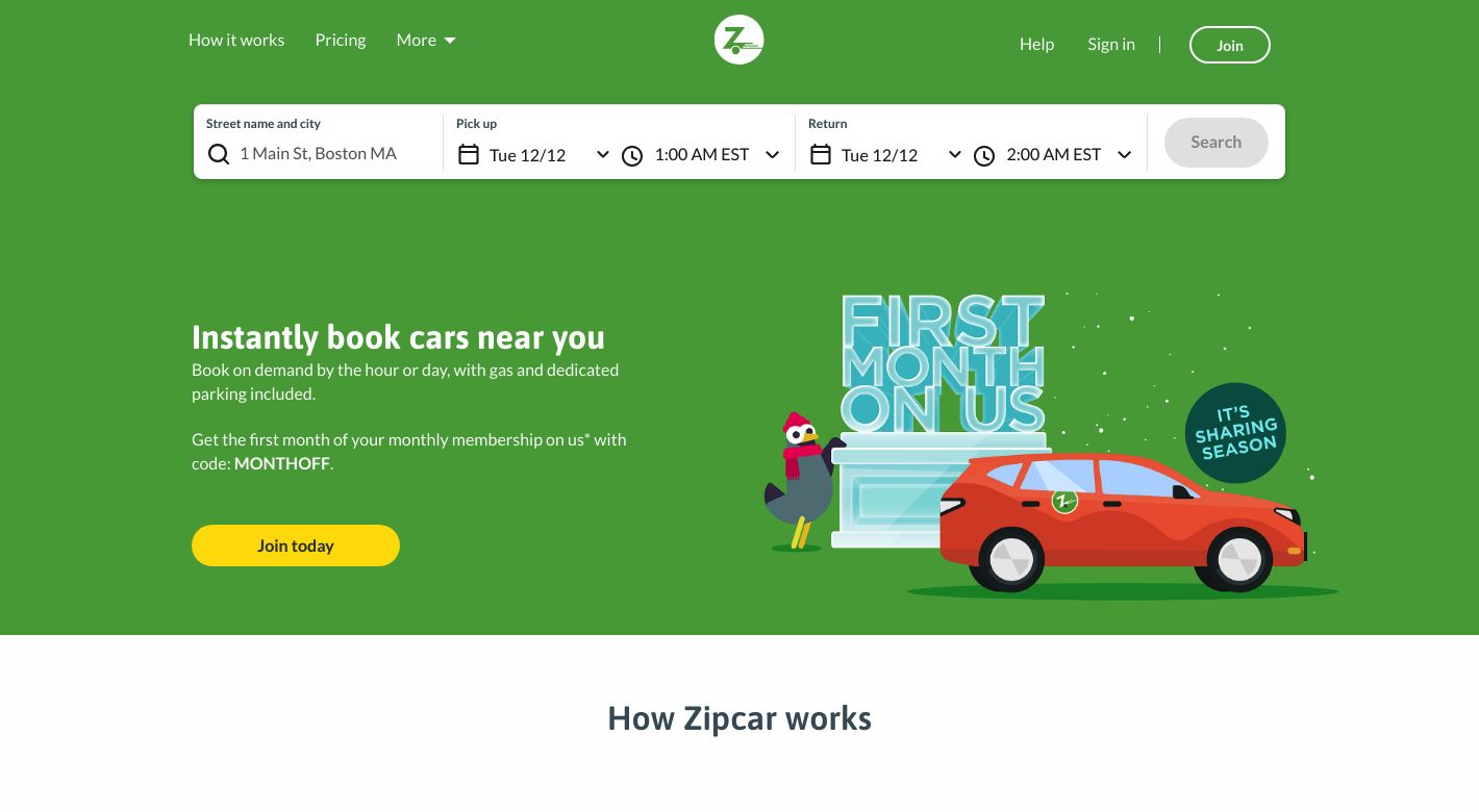 Zipcar Website