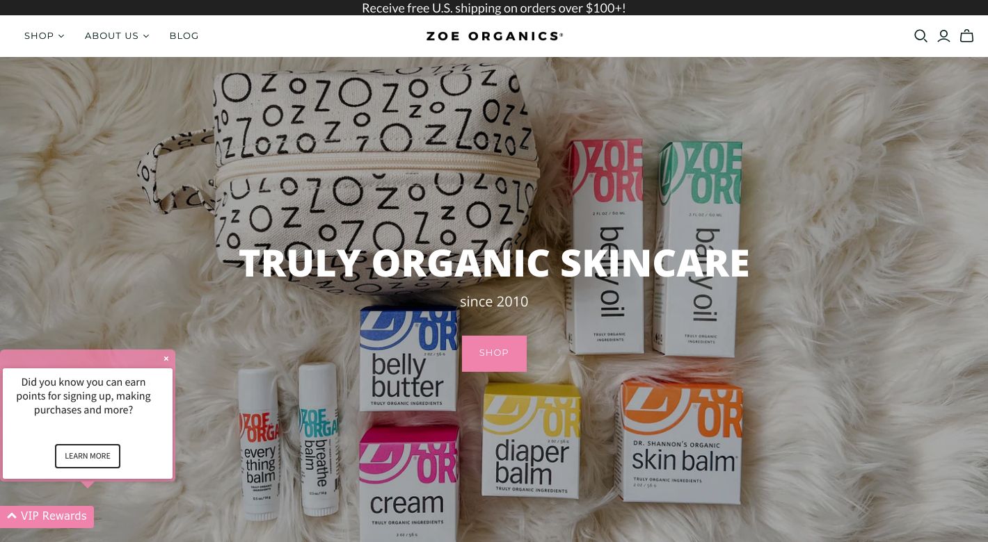 Zoe Organics Website