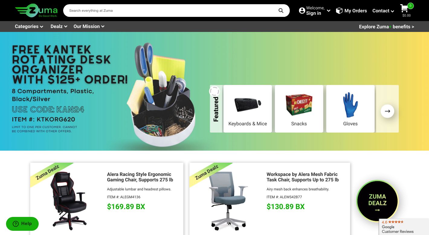 Zuma Office Supply Website